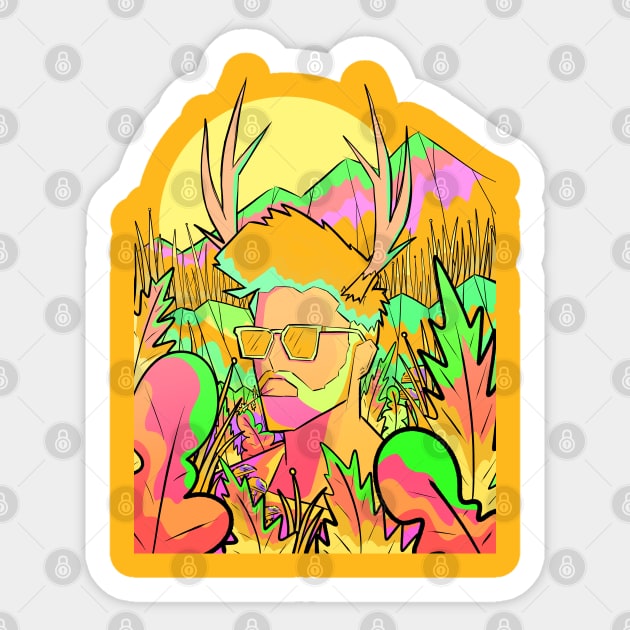 Funky Deer man Sticker by Swadeillustrations